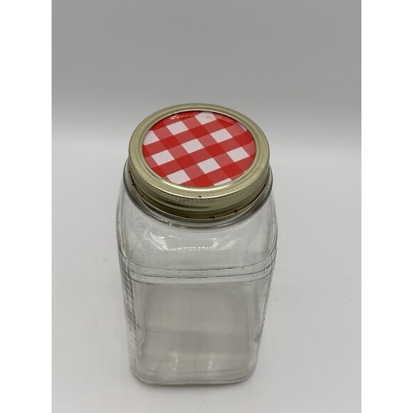 Vintage Square Qt. Jar Waffle/grid Pattern Three Sides Canning/ Coffee Jar - Picture 10 of 11